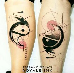 two legs with different designs on them and the words steffano galati royale ink