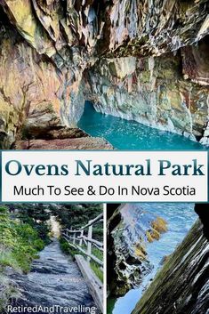 the cover of an outdoor book with photos of caves and water in it, including a river