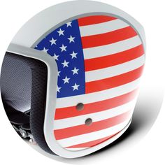 a helmet with an american flag painted on the front and side, as if it were in a motorcycle or scooter helmet