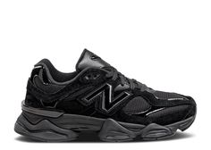 9060 'Triple Black Suede Patent' - New Balance - U9060ZBO All Black Shoe, Black Sneakers New Balance, All Black Shoes For School, Black New Balance 9060, All Black Sneakers Women, New Balance Black Shoes, Trendy Black Sneakers, Black Shoes For School, New Balance Shoes 9060