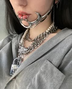 Cybercore Clothes, Alien Face, Fest Outfits, Face Jewellery, Lip Ring, Fantasy Jewelry, Fantasy Fashion, Trendy Shoes, Character Outfits