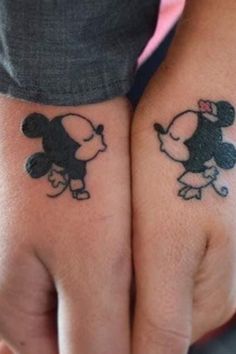 Tattoo Idea Couple Tattoo Design For Couples Eternal Love Tattoo, Matching Disney Tattoos, Couple Tats, Mouse Tattoo, Mickey Mouse Tattoo, Tattoos Unique Meaningful