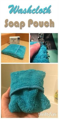 the instructions for how to make a washcloth soap pouch