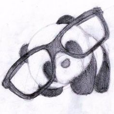 a drawing of a panda bear wearing glasses