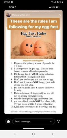 an image of two eggs with the caption'these are the rules i am following for my egg fast '