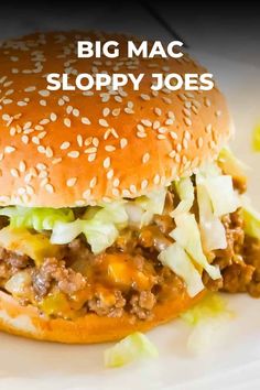 These sloppy joes are loaded with onions, pickles and cheddar cheese all tossed in a copycat Big Mac Sauce. Copycat Big Mac Recipe | Homemade sloppy Joes | Easy Dinner Ideas | Ground Beef Dinner