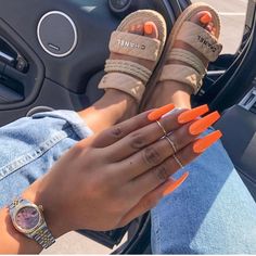 Diamond Princess, Orange Nails, Nails Inspo, Dope Nails, Nail Shapes, Best Acrylic Nails