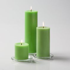 Richland Pillar Candles 3x3, 3x6 & 3x9 Green Set of 18 Green Pillar Candles, Bouquet Succulent, Green Candles, Glass Pillar Candle Holders, Home Weddings, Square Vase, Green Candle, Light Spring, Pillar Candle Holders