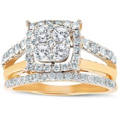 two tone gold and white diamond ring set