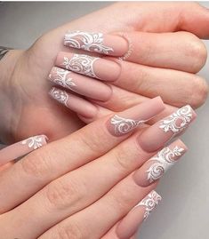 Girls Nail Designs, Engagement Nails, Lace Nail Art, Lace Nails, Fancy Nails Designs, Nails White, Nail Art Wedding, Ugly Duckling, Bride Nails