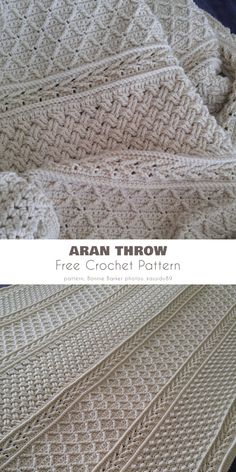 an afghan throw is shown with the text, free crochet pattern on it