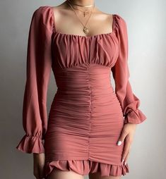 Slinky Mini Dress, Sleeve Ruffles, Ruffles Dress, Off Shoulder Dresses, Mauve Dress, Tom Felton, Form Fitting Dress, Bodycon Dresses