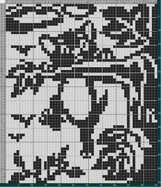 a cross stitch pattern with black and white flowers