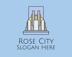 the logo for rose city is shown on a blue background