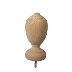 a wooden knob with a screw in it