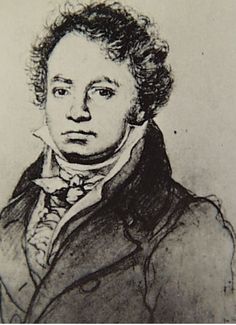 a black and white drawing of a man with curly hair