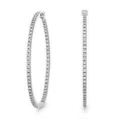 Echo Diamond Hoop Earrings - 18K White Gold. These stunning hoop earrings feature dazzling diamonds from the inside and outside for maximum sparkle. Diamond Hoop Earrings Large, Earrings Pictures, Hoop Earrings With Diamonds, Top Jewelry Trends, Diamond Bezel Bracelet, Hoop Earrings Large, White Gold Diamond Earrings, Black Diamond Earrings, Diamond Promise Rings