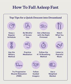 How To Fall Asleep Fast: 26 Tips for Sleeping - Purple Tips For Sleeping, Falling Asleep Tips, Fall Asleep Quickly, Ways To Fall Asleep, Sleeping Issues, Sleeping Well