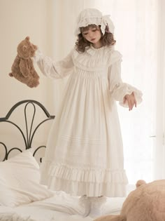 Frilly Lace Dress, Short Frilly Dress, Fancy White Outfits, Cute Doll Dress, Ruffles Reference, Frill Dress Ruffles, White Lace Dress With Sleeves, White One Piece Outfit, Frilly Outfits