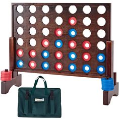 a backgamh board with two bags and one bag