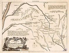 an old map shows the location of several towns