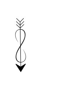 a black and white drawing of an arrow