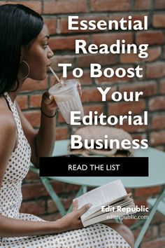 a woman reading a book and drinking a milkshake with the title essential guide to read