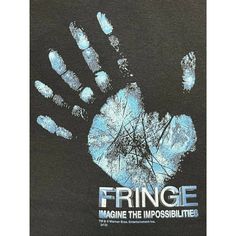 a black t - shirt with an image of a hand and trees on it that says fringe imagine the impossibleities