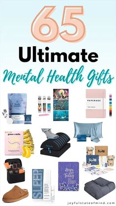 the ultimate gift guide for men and women with text overlay that reads 65 ultimate mental health gifts