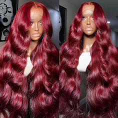 PRICES MAY VARY. 99J Burgundy Body Wave Lace Front Wigs Human Hair Made with 100% Unprocessed Grade 10A Brazilian Virgin Human Hairare made of human hair from young and healthy girl donors. Red frontal wigs human hair dyed with natural plant hair dyes, healthy and natural, voluminous and thick, soft and elastic, odorless, soft and smooth, comfortable for the skin , 99J lace front wig durable and reusable. Burgundy Lace Front Wigs Human Hair Body Wave Designed with a 13x4 HD Transparent Lace Fron 99j Body Wig, Dark Burgundy Wig, Burgundy Red Hair, Prom 2k24, Dark Burgundy Hair, Grad Hair, Magic Hair Curlers, Ombre Burgundy, Hair Color Burgundy