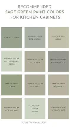 the color scheme for sage green paint colors is shown in several different shades and sizes