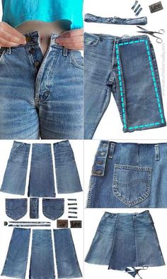 how to make a skirt out of old jeans