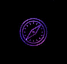 a purple and black clock on a dark background