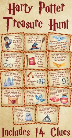 harry potter's treasure hunt includes 4 clues for each character in the book,