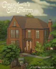 the front cover of grandma's old farm, with an image of a house in the background