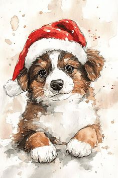 Christmas Watercolor Painting Christmas Animal Art, Christmas Watercolor Ideas, Christmas Art Ideas, Christmas Watercolor Painting, Festival Painting, Xmas Watercolor, Ideas For Cards, Festival Paint, Holiday Scrapbook