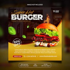 a flyer for a burger restaurant