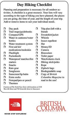 the british columbia checklist is shown in red and white, with words on it