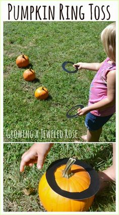 pumpkin ring toss is an easy and fun fall activity for toddlers to play with