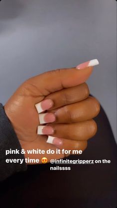 French Tip Nails Short Black Women, Black Girls Nails Acrylic Short, Short French Tip Acrylic Nails Thick White, Cute Black Girls Nails Acrylic Short, Short Baddie Nails, Baddie Short Acrylic Nails, Clear Pink Tapered Square Nails, Diy Acrylic Nails, Polygel Nails