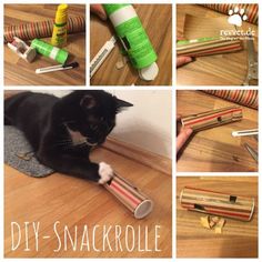 a collage of photos showing how to use diy - snackrolle tubes