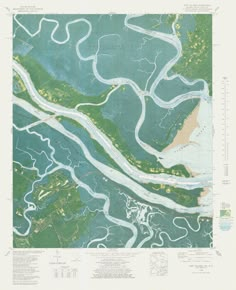 an aerial view of a river and land area with lines drawn on it, including the water