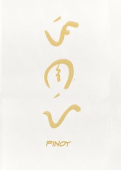 a white paper with the word finoy written in gold on it and an image of a man's face