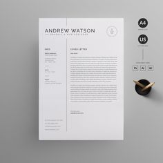 a clean and professional resume template with an elegant cover letter on the bottom right corner