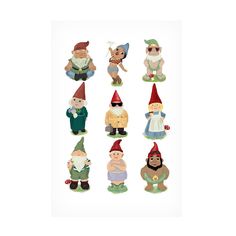 a group of gnome figurines sitting on top of each other