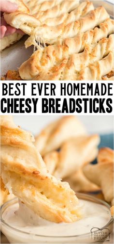 the best ever homemade cheesy breadsticks recipe is so easy to make