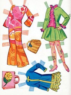 an old fashion paper doll with clothes and accessories