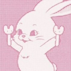 a cross stitch pattern of a bunny holding a tennis racquet in its right hand