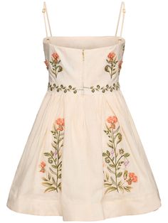 Adjustable spaghetti straps. Concealed back zip closure. Embroidered details. All over pattern placement may vary. Model is wearing a sizeS Embroidered Mini Dress, Looks Party, Linen Mini Dress, White Mini Dress, Girly Girl, Tanzania, Look Fashion, Dress Collection, Denim Dress