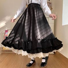 Material: Polyester Style: Casual Fabric Type: Blended Waistline: empire Pattern Type: Solid Silhouette: A-LINE Dresses Length: Mid-Calf Decoration: Lace is_customized: No Model Number: 310815535299-TTT Gender: WOMEN Age: Ages 18-35 Years Old 📝 Notes: a. The price shown on the receipt has been changed to reduce the cost of customs tax in each country. b. There is a difference between the original color and the color in the photo between 90% - 95%, due to lighting when shooting and depending on White Long Skirt, 일본 패션, High Waist Long Skirt, Frill Skirt, Fairy Skirt, Ankle Length Skirt, Long Skirts For Women, Half Skirt, Long Skirts